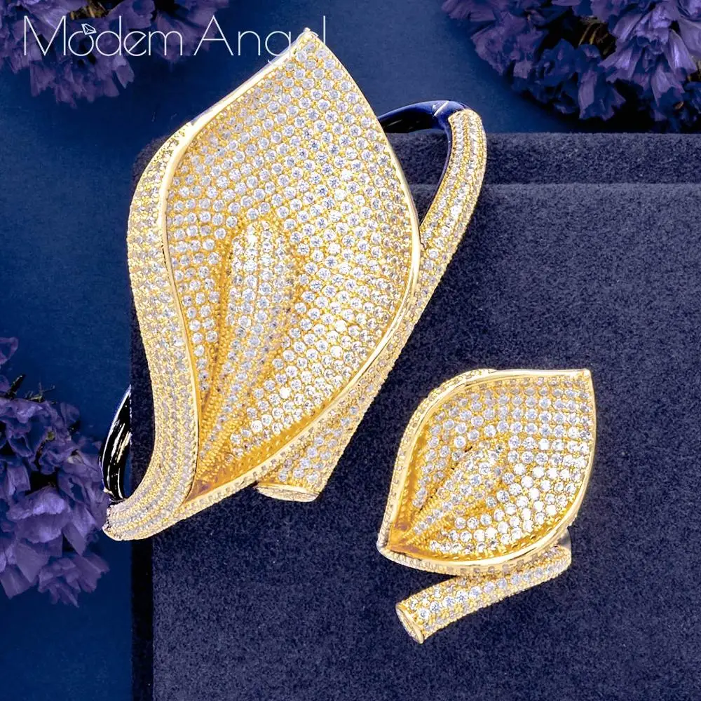 MoonTree роскошный цветочный Лилия полный микро AAA Фианит медь женский браслет