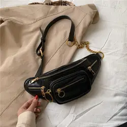 Милая женская Повседневная нагрудная сумка, многофункциональная Корейская однотонная дизайнерская модная сумка на молнии с карманами