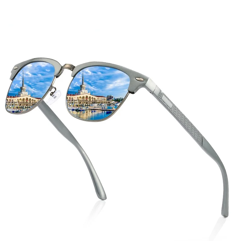 Classic Polarized Sunglasses Men Women TOP QUALITY Driving Glasses Retro Aluminium Magnesium Semi Rimless Shades | Аксессуары для