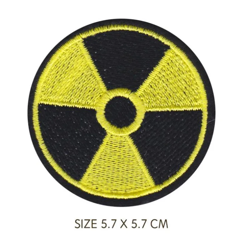 

Yellow Green Nuclear Radiation Danger Sign Iron On Embroidered Clothes Patches For Clothing Stickers Garment Wholesale