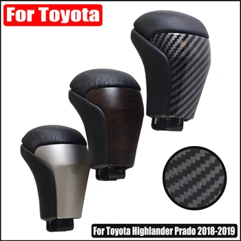 

Automatic Car Gear Shift Knob Lever Stick Handle Carbon fiber Car Styling Fit For Toyota Highlander Prado 2018-2019 ABS Leather