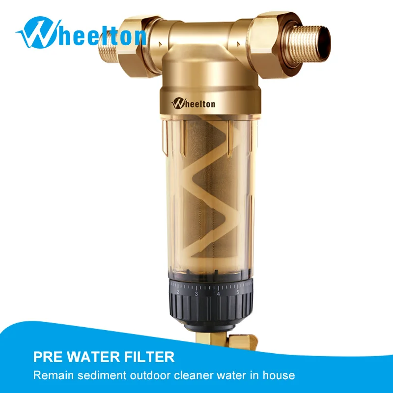 Wheelton-prefiltro de agua (WWP-02S) para toda la casa, purificador de agua Lifitime de 30 años de latón, estándar europeo, 1/2 , 3/4 y 1