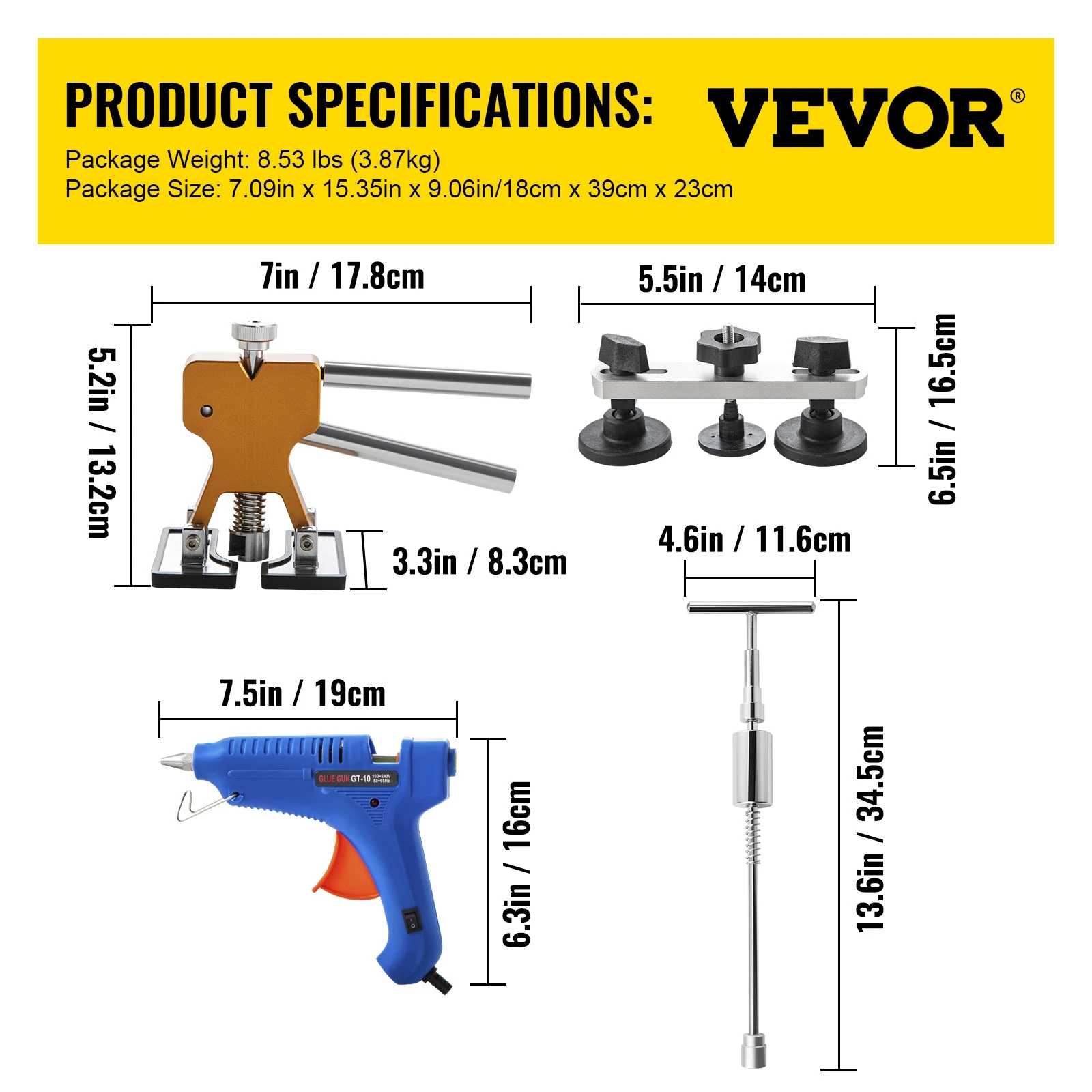 VEVOR Auto Dent Saugnapf 6-teiliges Dellen-Reparaturset, 2 Große