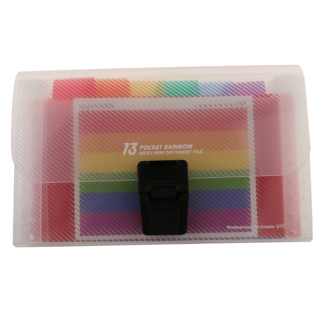 Mini A6 13 Pockets Expanding File Folder Bag For Receipts, Checks, Cards, Blank Tab Stickers