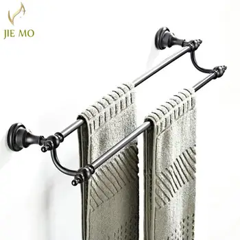 

Black double Towel Bars brass Towel Holder Towel rack Solid Brass Material Bathroom Accessories Bath Hardware