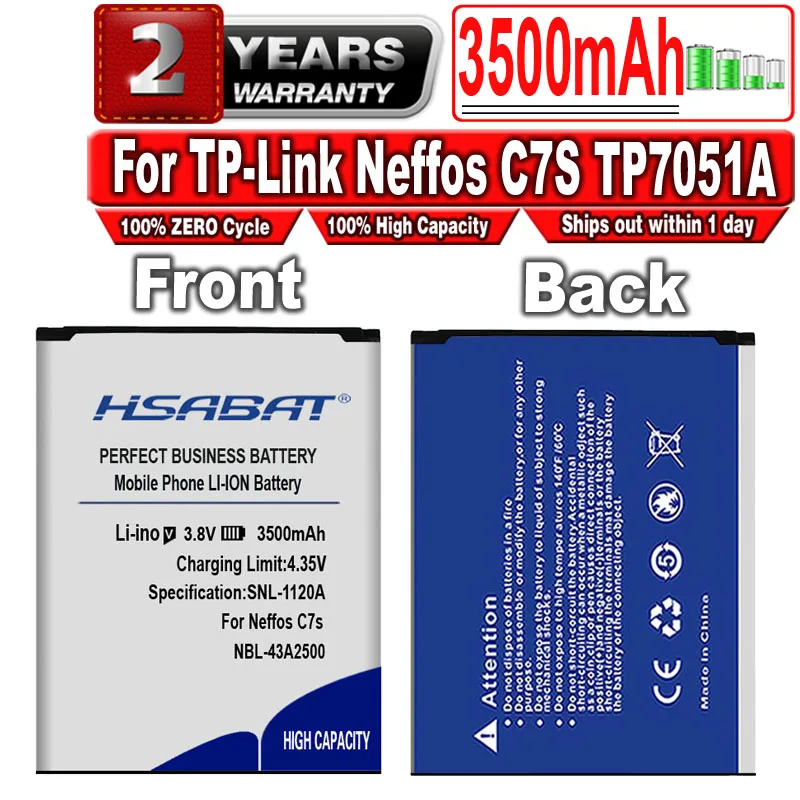 Аккумулятор HSABAT 3500 мА · ч NBL-43A2500 для TP-Link Neffos C7S TP7051A TP7051C | Мобильные телефоны и