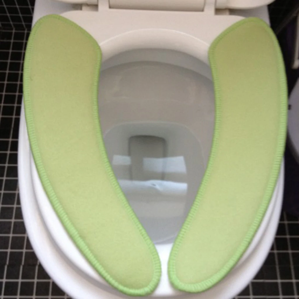2Pcs Warm Plush Bathroom Toilet Seat Mats Cushion Pad for Winter, Comfortable, Self-Adhesive