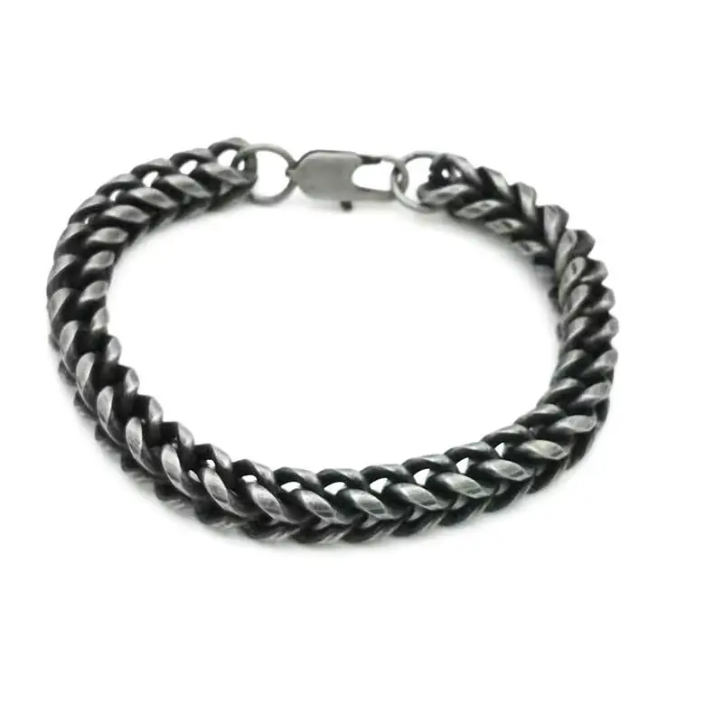 

Fashion Classic Titanium Steel Retro Bracelet Personality Three-dimensional Multi-faceted Double-shaped Lobster Clasp Bracelet