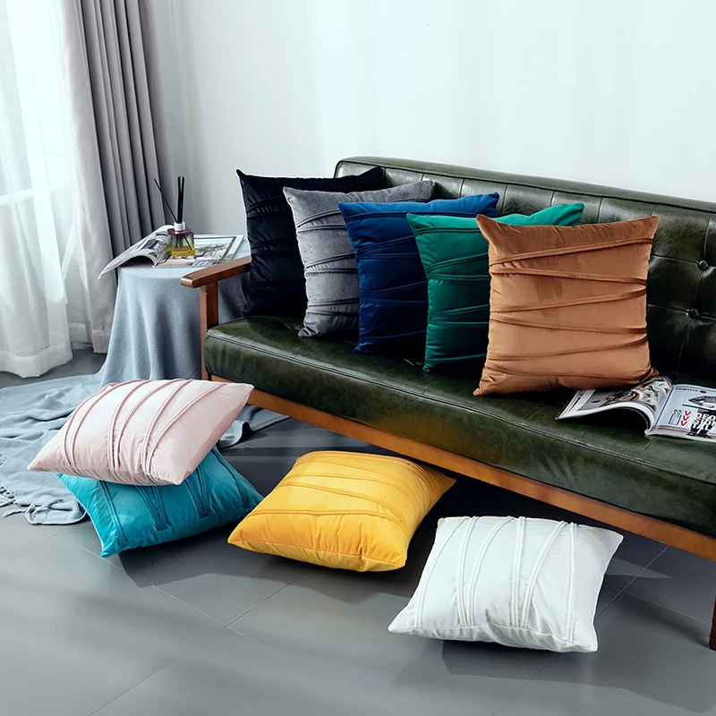 Velvet Striped Decorative Pillow Covers Cojines Nordic Sofa Bedroom Case Home Decor Cozy Cushion Cover 45x45cm 1pc | Дом и сад