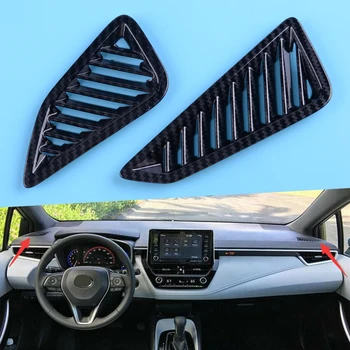 

beler 2pcs ABS Black Carbon Fiber Texture Upper Air Vent Air Condition Trim Cover fit for Toyota Corolla Hatchback 2019