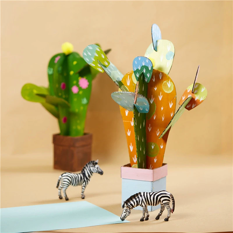  DIY Art And Craft Toys For Children Carton Paper Material Manual Lovely Cactus Frame Kindergarten E - 4000074579916