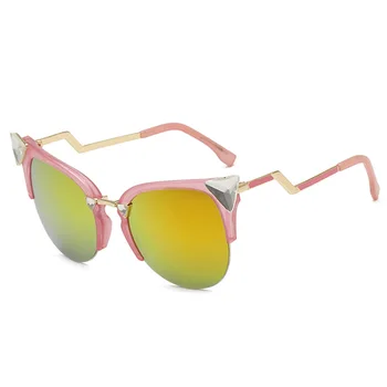 

Ololo ou 934 Sun Glasses Women's Cat's Eye Triangle Diamond Reflective Mirror Transparent Frame Glasses Cool Ink Glasses