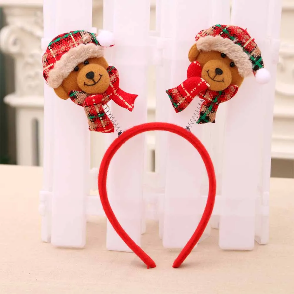Merry Christmas For Kids Elk Christmas Headdress Christmas Party Santa Snowman Xmas Decoration Hair Band Clasp Headwear