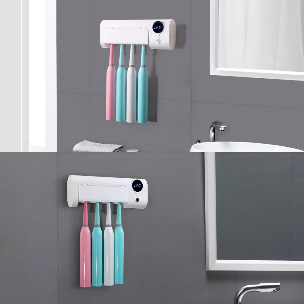 2 in 1 UV Light Ultraviolet Toothbrush Sterilizer Toothbrush Holder Automatic Toothpaste Squeezers Dispenser Home Bathroom Set 2 in 1 UV Light Ultraviolet Toothbrush Sterilizer Toothbrush Holder Automatic Toothpaste Squeezers Dispenser Home Bathroom Set