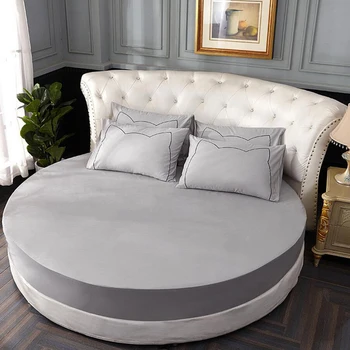 

100% Cotton Solid Round Fitted Sheet Romantic Solid Color Round Bed Sheet Bedding Set Mattress Cover Topper 220cm Themed Hotel