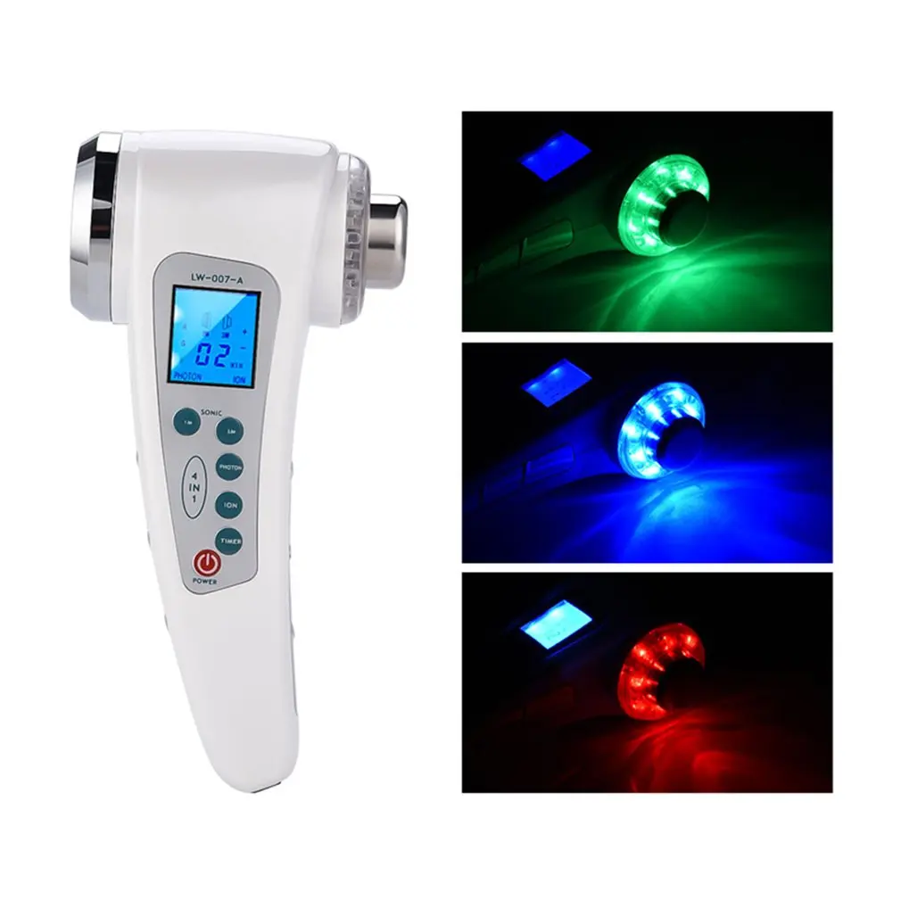 Double-Head Ultrasonic Beauty Instrument Ion Import And Export Cleansing Instrument Home Color Light Rejuvenation