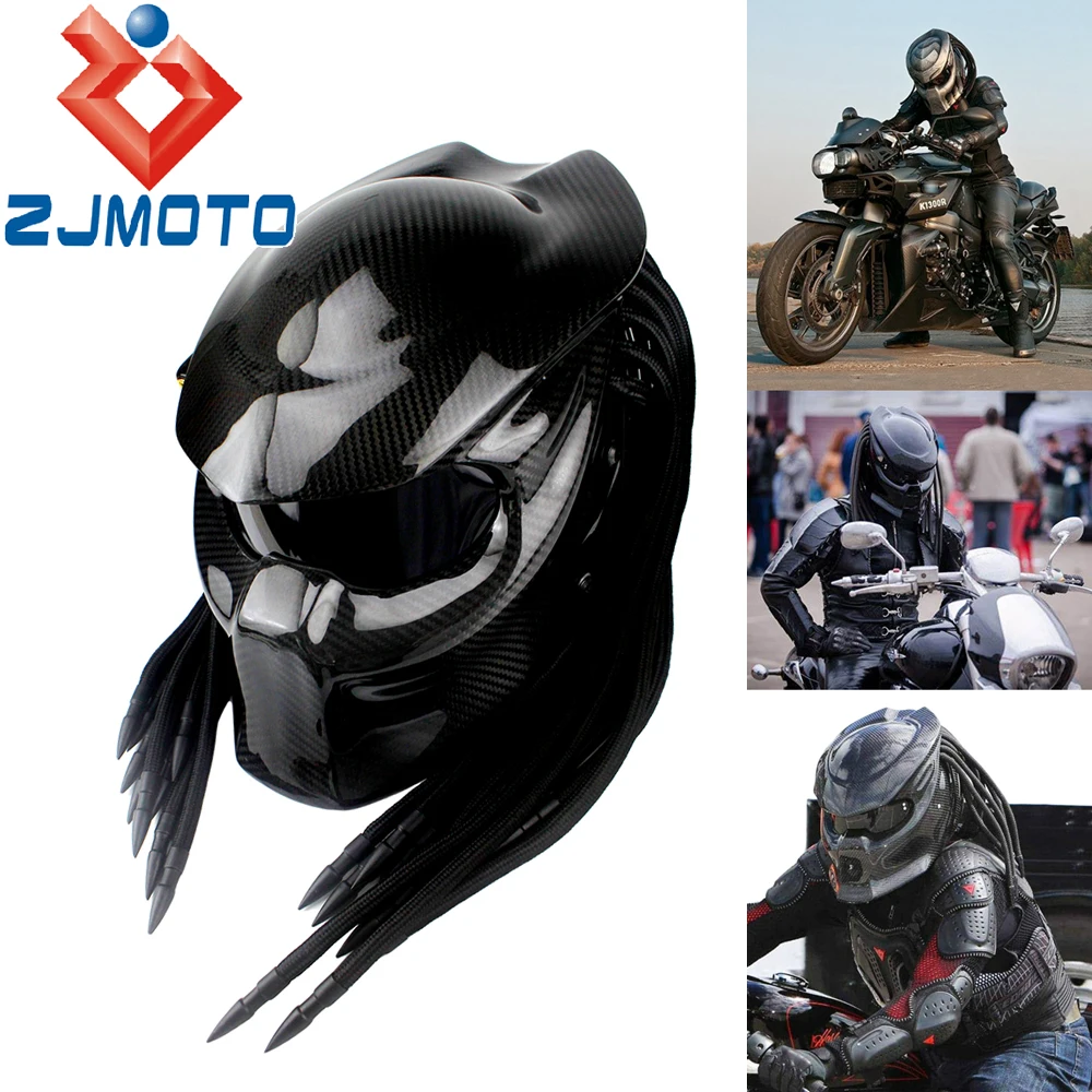

Motorcycle Carbon Fiber Predator Mask Helmet Iron Man Full Face Helmets Iron Warrior Helmet