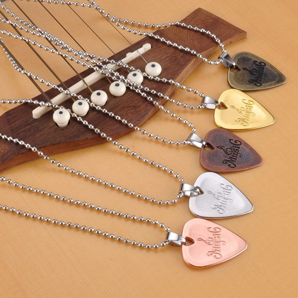 

NEW Personalized Guitar Pick Necklace Zinc Alloy Pendants Necklaces Creative Design for Electric Guitar Jewelry