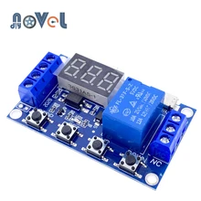 DC 5V 12V 24V DIODO EMISSOR de Luz de Atraso de Tempo Digital 1 Maneira Interruptor de Atraso de Disparo do Relé Temporizador Ciclo placa de circuito de Controle De Tempo Módulo DIY
