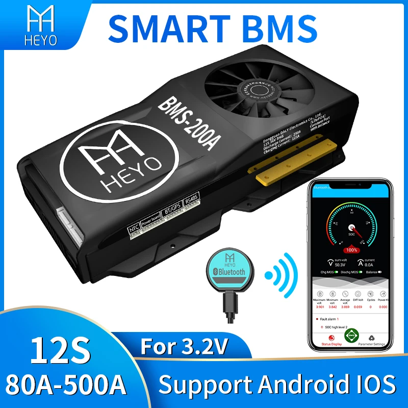 Програмное обеспечение HEYO smart BMS 12S Lifepo4 300A 400A 500A Bluetooth 485 для USB устройства NTC UART 36 В