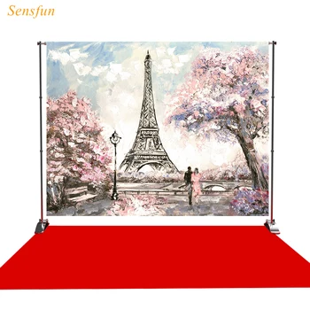 

LEVOO photographic background Eiffel tower painting wedding mural backdrop photo shoot photocall photobooth prop custom