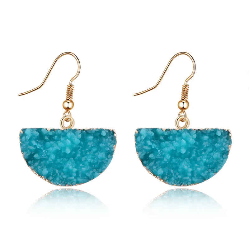 10BELLAHYDIARY Bijoux Geometric Semicircle Druzy Resin Drop Earrings For Women Jewellery Pendientes Earings 2019 Wedding Earing (5)