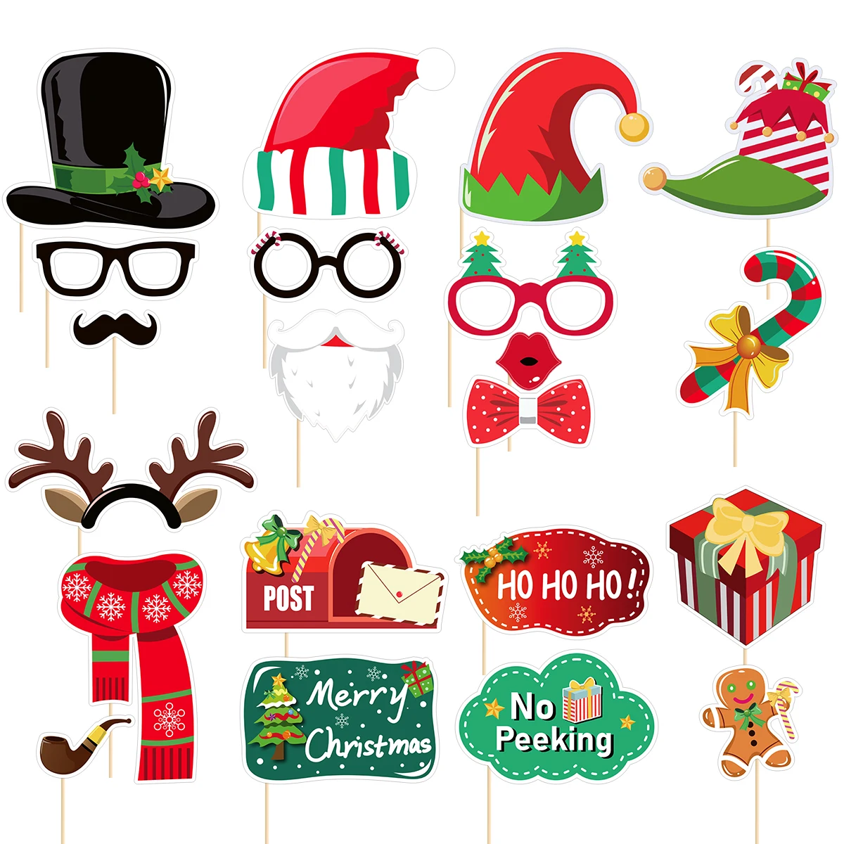 Photo Booth Props Christmas Kids Birthday Party Family Selfie Fun 16 Pack