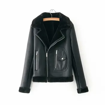 

Autumn Winter Chic Women PU Leather Jacket Female Fashion Fleece Thick Women Jacket Coat Casual Ladies Outerwear