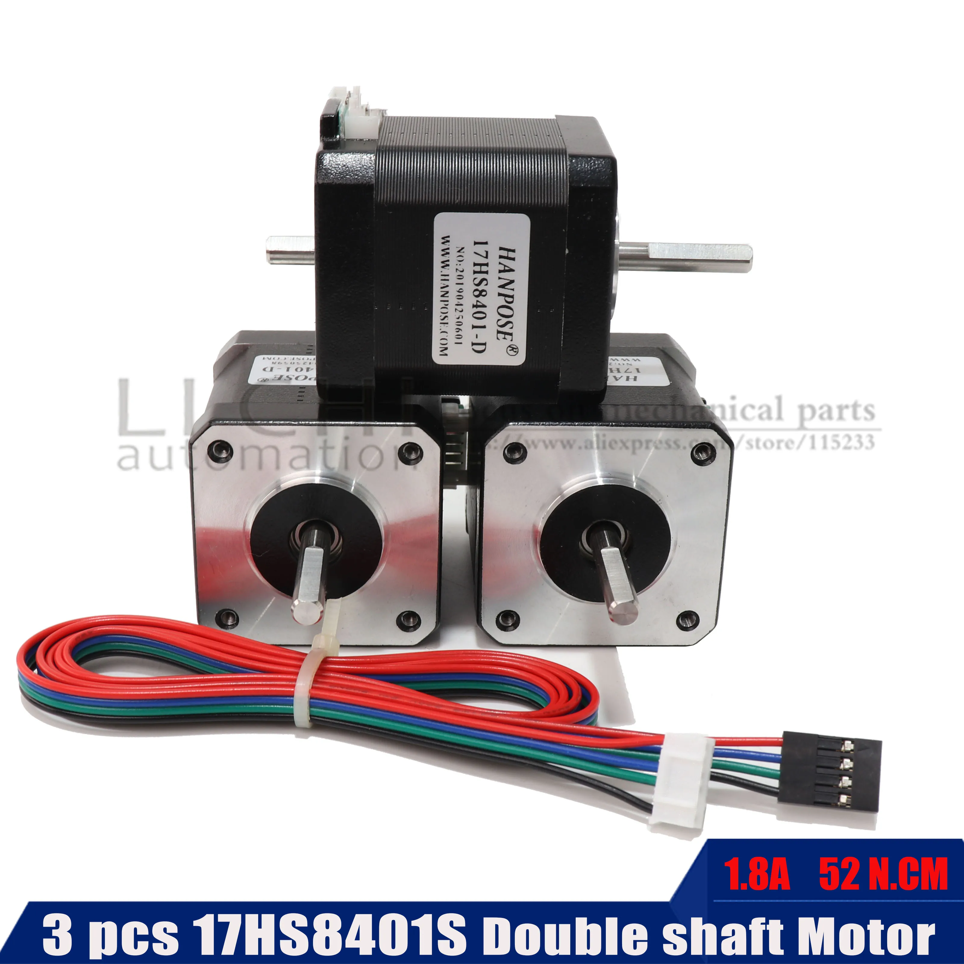 3 шт. 17HS8401S NEMA17 двухвальный двигатель 4-свинец 42 двигатель 1.8A 52N. См мотор для 3D принтер и фрезерный станок с ЧПУ