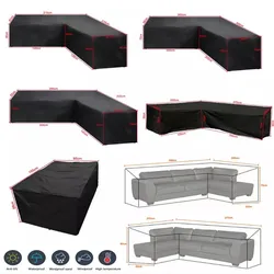 Versatile Waterproof Outdoor Furniture Protector - L-Shaped, Anti-Dust Cover for Garden and Patio Sofas (Black)