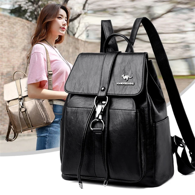 Brand Fashion Women Leather Backpack  Brand Travel Leather Backpack -  Brand Women - Aliexpress