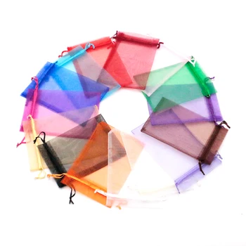 

7x9cm Solid Color Yarn Jewelry Packaging Drawable Organza Gift Pouches Jewelry Packing Bags With Drawstring 100pc/lot