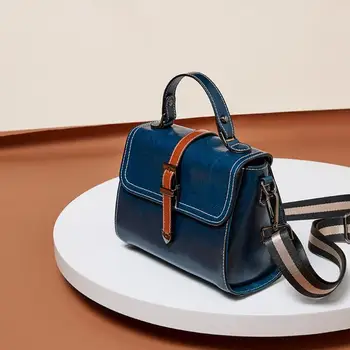

Vintage Shoulder Bag Women Genuine Leather Handbags Luxury Designer Crossbody Bag Lady Purse Messenger Bag Two Shoulder Straps