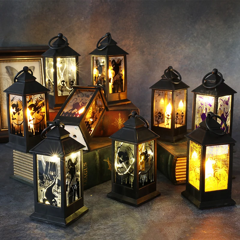 HOT Halloween Decoration Led Candles Tea Light Vintage Castle Pumpkin Ghost Hanging LED Lantern Lamp Party Home supplies | Дом и сад