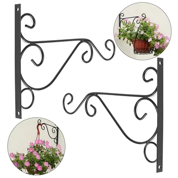 

2Pcs/Set European Style Wall Hanging Flowerpot Bracket Iron Flower Stand Balcony Home Decoration Iron Plants Pots Hooks