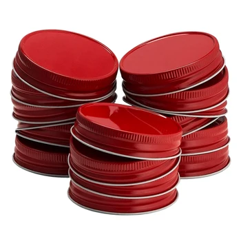

AFBC 24 Packs Mason Jar Lids Regular Mouth Leak Proof Secure Mason Storage Solid Caps (Red)