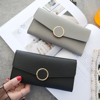 

New Style Women's Circular Ring Buckle Fashion Simple Multi Card Bit Zipper Multifunctional Wallet