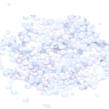 

Glitter White Opal Non Hotfix Crystal Rhinestones SS3-SS34 And Mixed Sizes Flatback Glue On Glass Chatons DIY Nails Art Garments