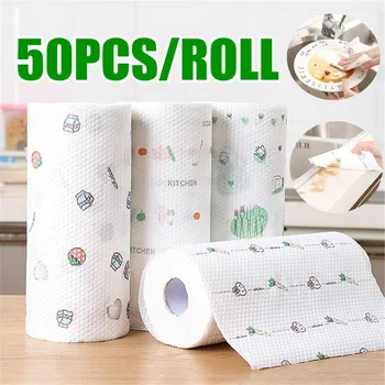 

50 PCS Reusable Lazy Cleaning Rag Towels Kitchen Dish Cloth Paper Towel Roll Organic Washable Dish Cloths Clean Washing Towel
