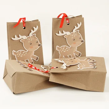 

20/30 Pcs Christmas Candy Box Bag Christmas Candy Packaging Jewelry Food Bread Bags Kraft Paper Gift Bags