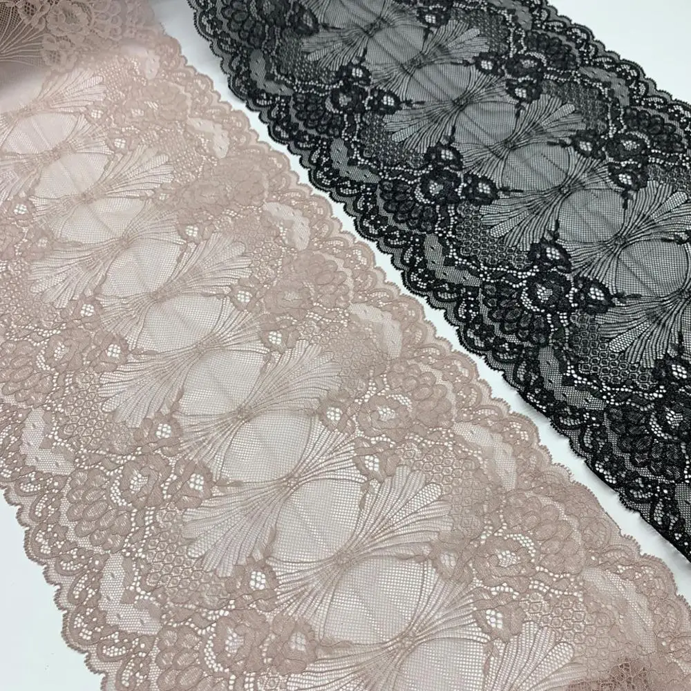 3y/lot Width 21.50cm Dark Apricot With Shiny Elastic Lace 6
