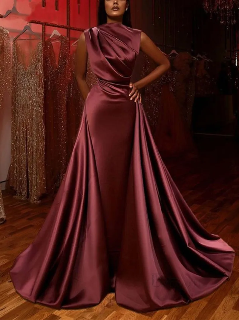 

Abendkleider 2020 Purple Moroccan Kaftan Muslim Evening Dress Satin Arabic Mermaid Dubai Prom Formal Gown vestidos de noiva