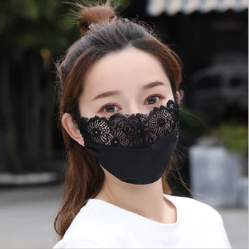 

Lace PM2.5 Women Solid Color Protective Face Masks Anti Dust Cycling Warmer Environmental Cover Mouth Face Mask Respirator