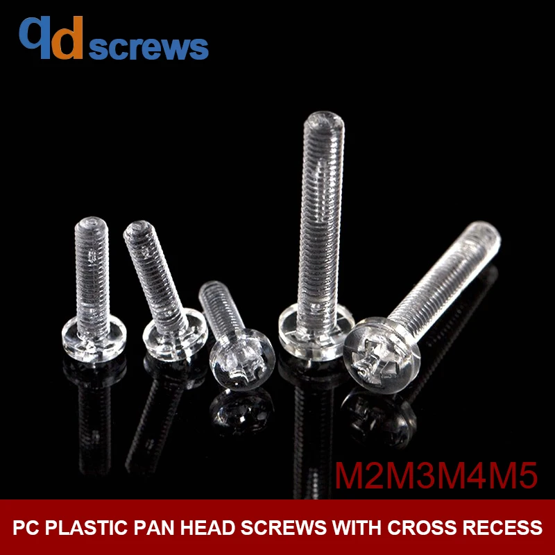 

PC M2M3M4M5 Pan head screws with cross recess Philips round Head Screw Plastic Circular Head Transparent Insulation ScrewDIN7985