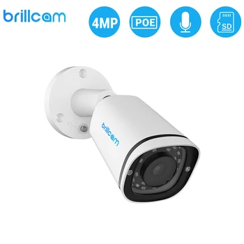 

Brillcam 4MP HD IR Bullet IP Camera with 2.8mm Len PoE IP67 Weatherproof AI SD Slot Built in Microphone Security Cam