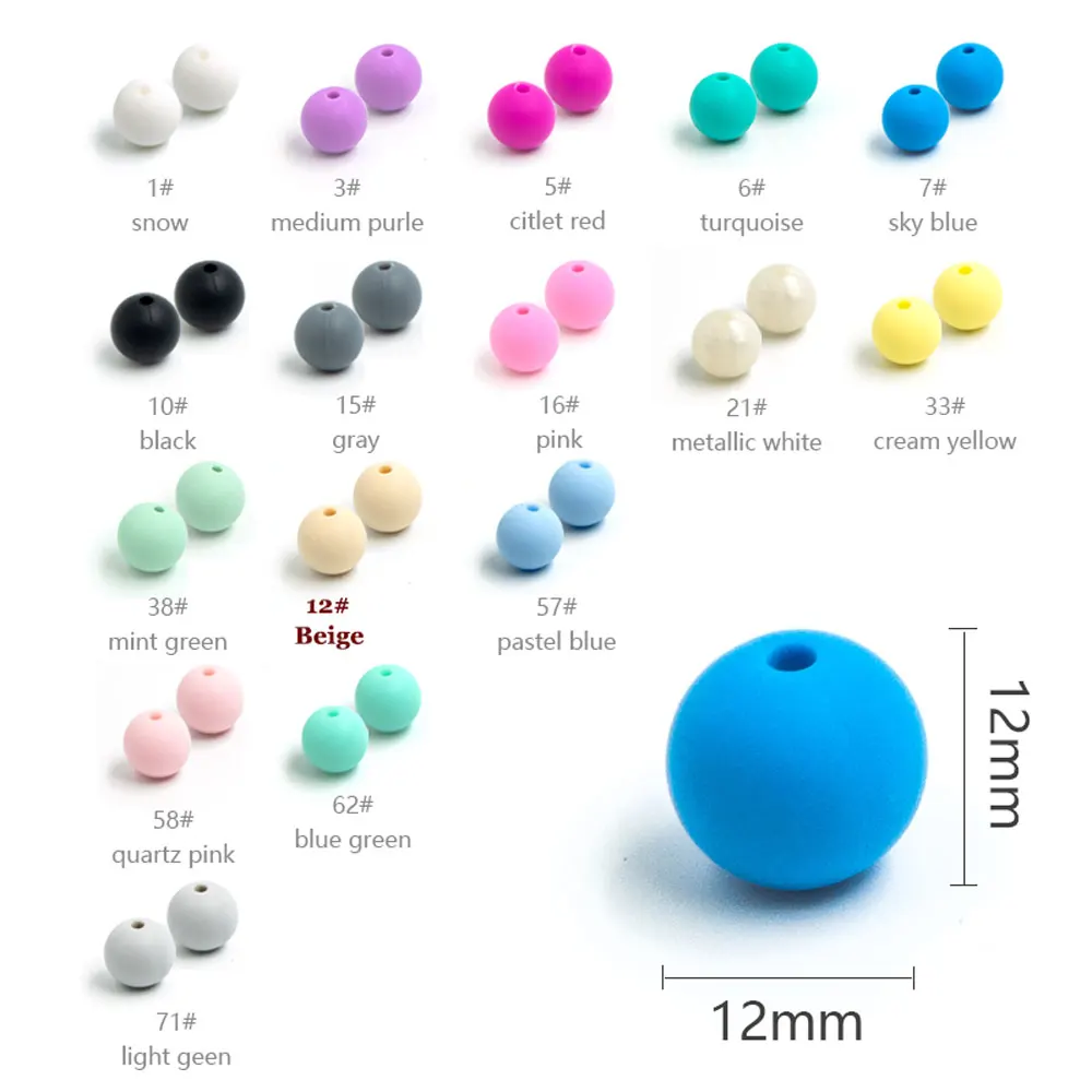 50Pcs Mix Colors GYLAXIDO 50 шт. 12 мм круглые силиконовые бусы Perle Силиконовые Зубные Прорезыватели бусины силиконовые Kralen свободные бусины для изготовления ювелирных изделий - Цвет: 50Pcs Mix Colors