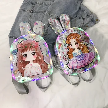 

2020 new cute cartoon rabbit children's backpack sequins toddler school bag student bag