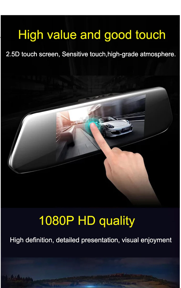 Семейная Автомобильная dvr камера с двумя объективами 7 дюймов сенсорный экран FHD 1080P Dashcam зеркало заднего вида Видео Регистратор Автомобильный видеорегистратор