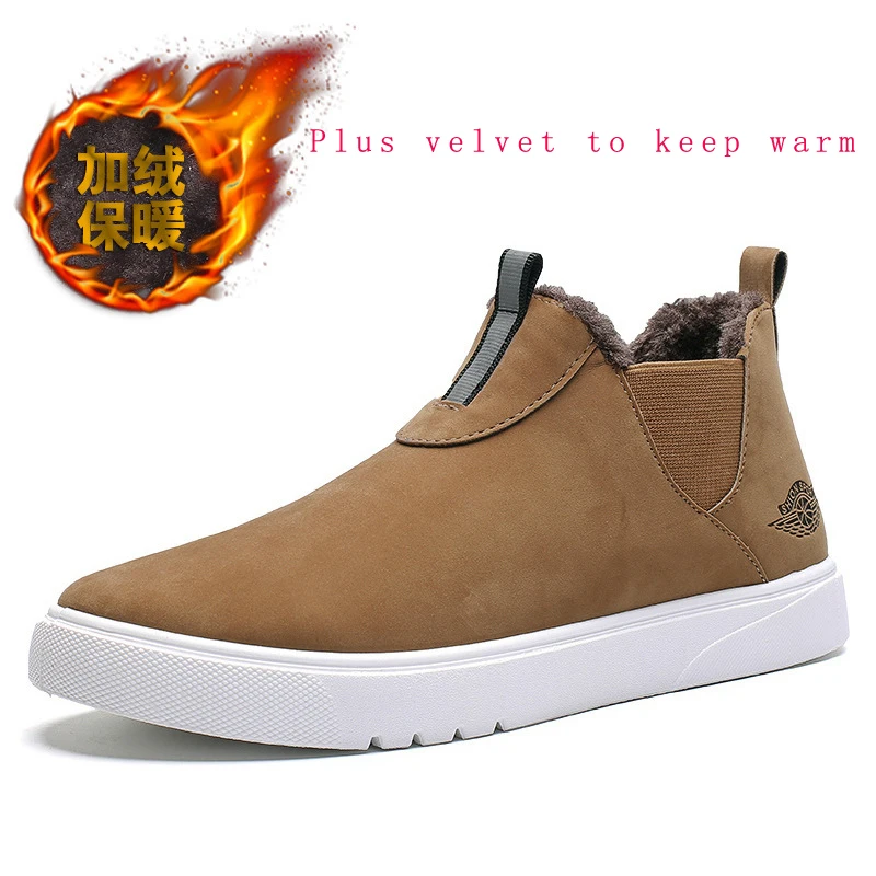 

Winter Shoes Men's Soft Fur Keep Warm Snow Boots Fashion Caterpillar Cold Protection Male Ankle Boots Outdoor Walking Sneakers