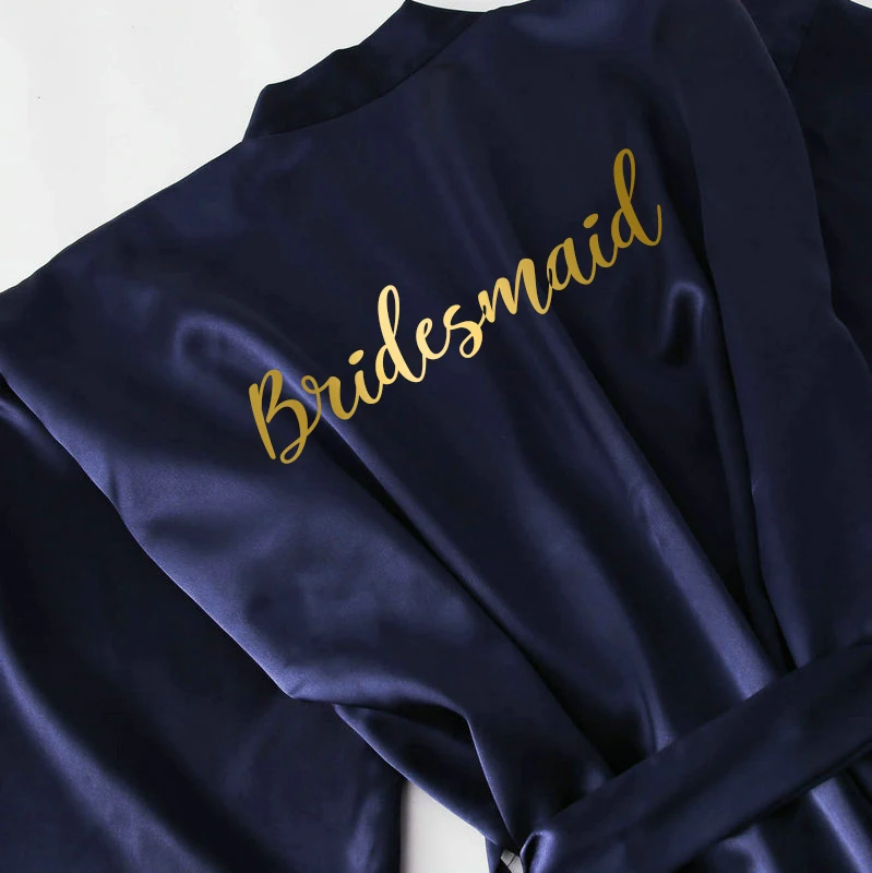 navy bridesmaid Owiter женский темно-синий золотой атласный Шелковый Свадебный халат мать сестра невесты халат подружки невесты Одежда для невесты - Цвет: navy bridesmaid